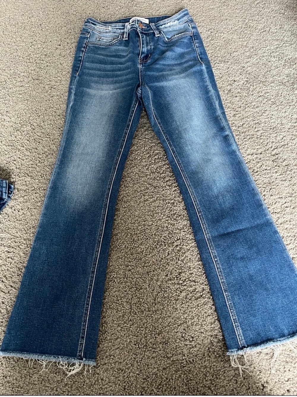Flying Monkey Blue Flare Jeans with Frayed Hem